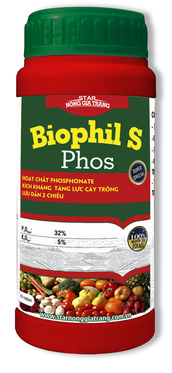 Phân bón BIOPHIL S PHOS 1000ml – Hoạt Chất Phosphonate – Kích Kháng Tăng Lực Cây Trồng – Lưu Dẫn 2 Chiều – Phân bón STAR Nông Gia Trang