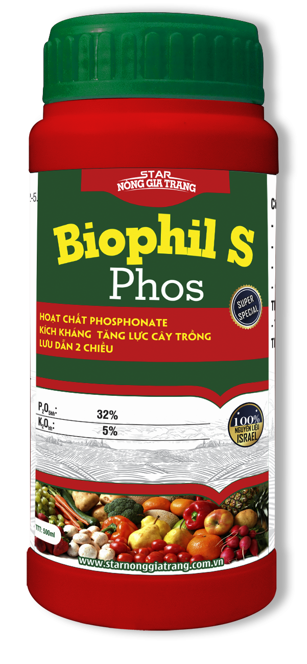 Phân bón BIOPHIL S PHOS 500ml – Hoạt chất Phosphonate - Kích kháng hai chiều - Lưu dẫn 2 chiều – Phân bón STAR Nông Gia Trang