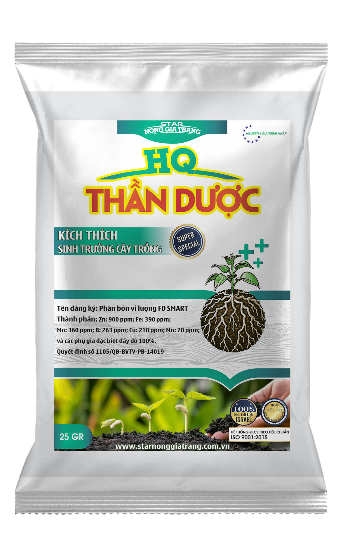 Phân bón HQ Thần Dược 25Gr - Kích thích sinh trưởng mạnh - Phân bón STAR Nông Gia Trang